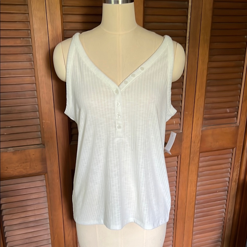 LOFT White Sleeveless Buttoned Tank Top  NWT